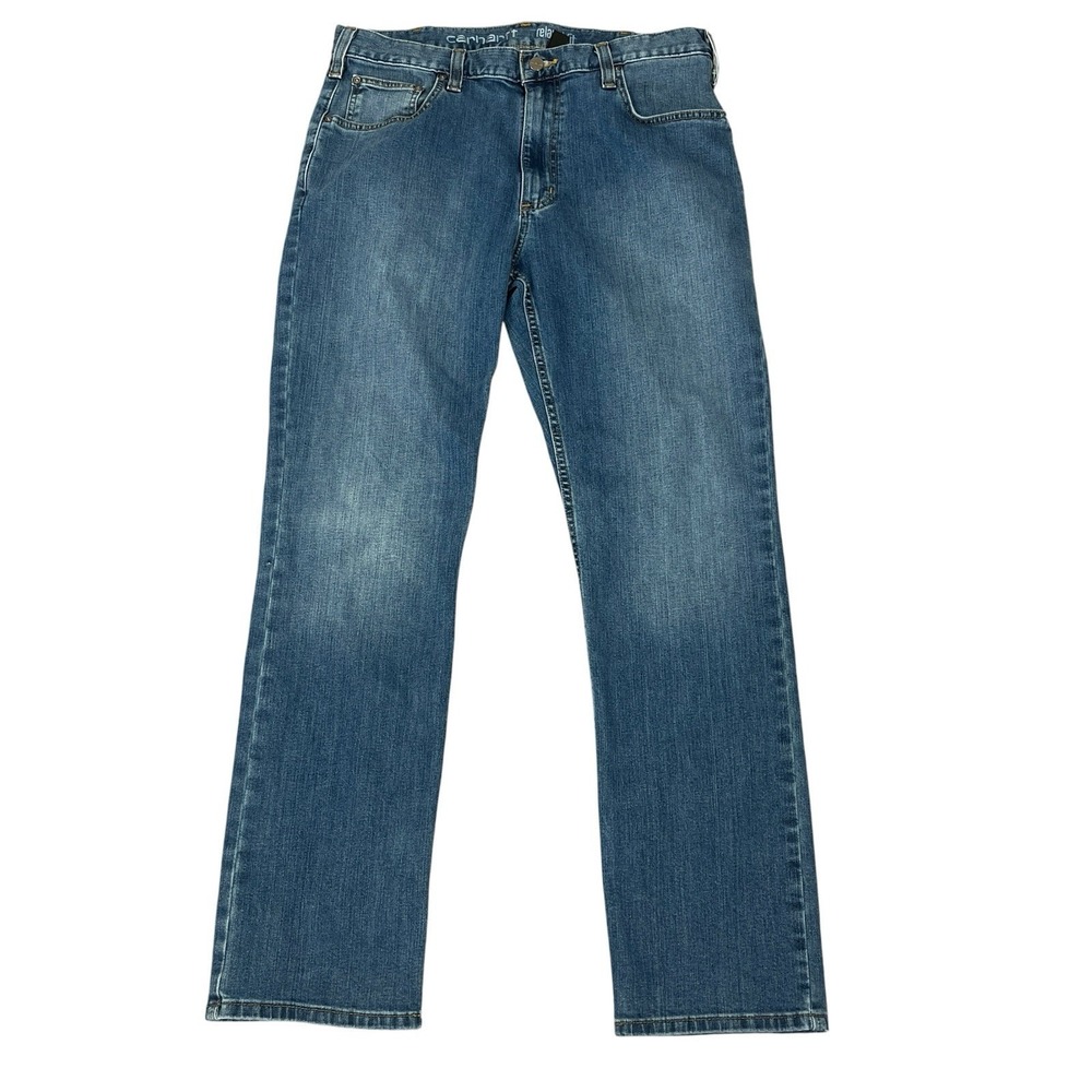 Carhartt Relaxed Fit Jeans Mens 36x32 Medium Wash Blue Cotton Stretch Denim